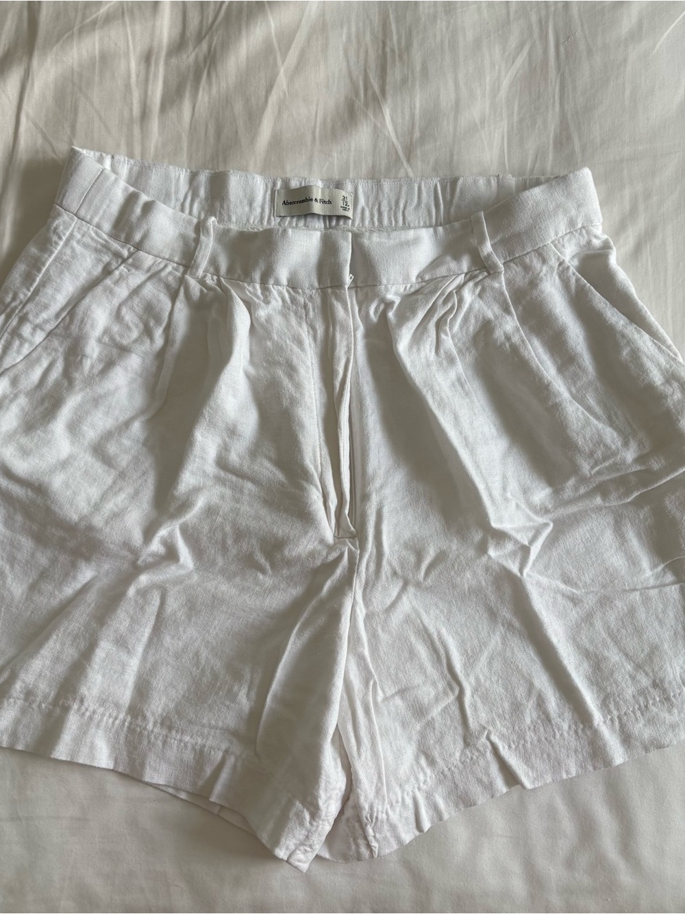 Abercrombie & Fitch White Linen-Blend Women’s Shorts Curve Love 31/12